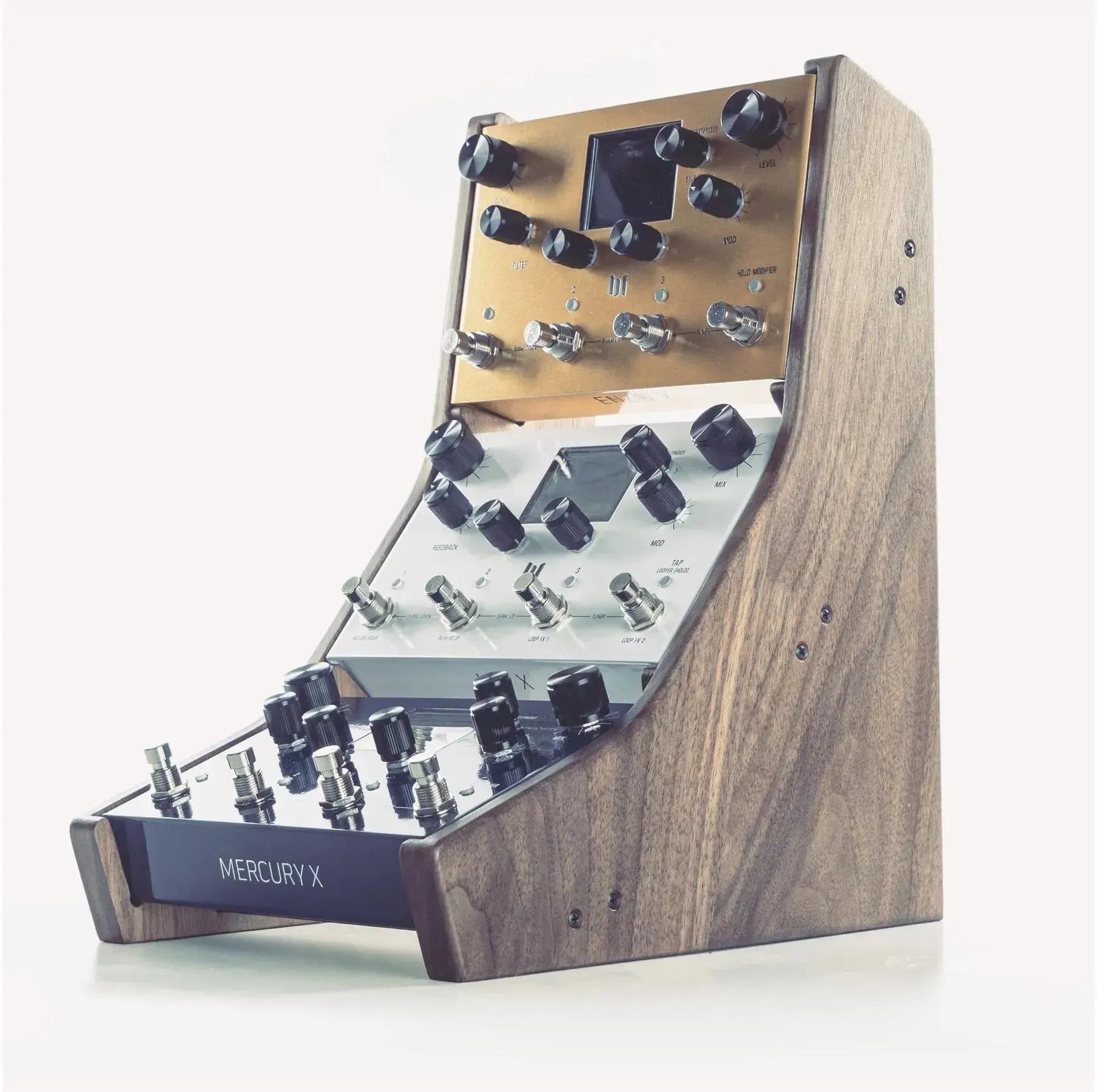 Walnut 3-tier stand for Meris LVX, Mercury X and Enzo X effects