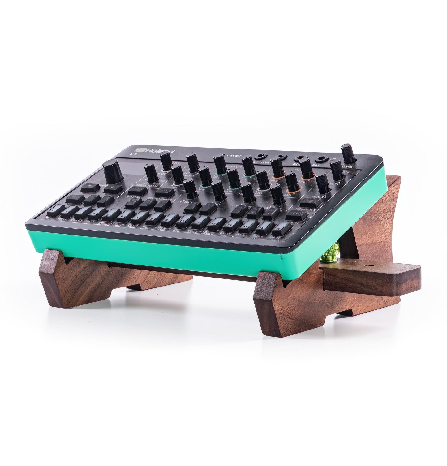 Small adjustable walnut stand | Perfect for guitar pedals & desktop synthesizers | Ideal for Volca, Aira, Stylophone, Dreadbox and others