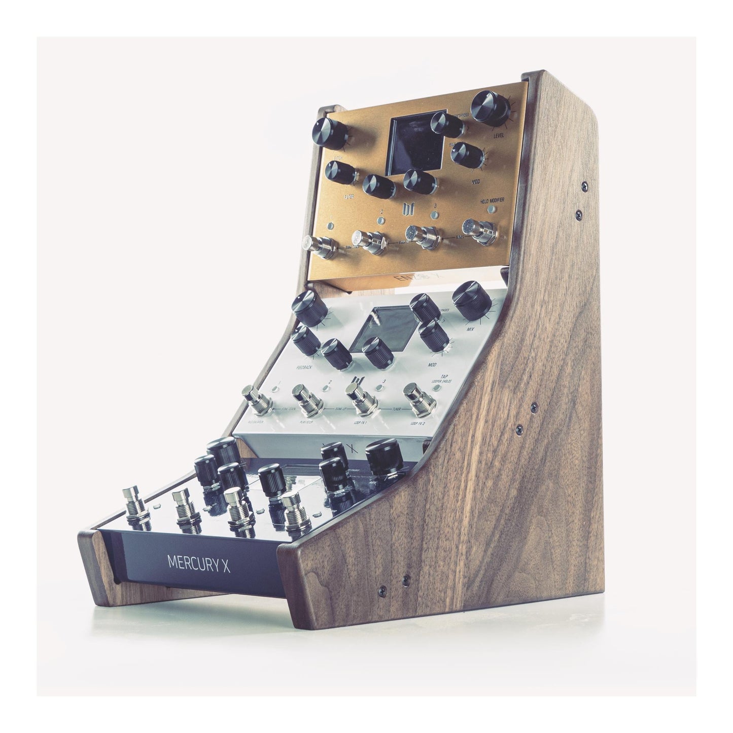 Meris 3-tier stand for LVX, Mercury X and Enzo X effects pedals | Handmade in solid walnut