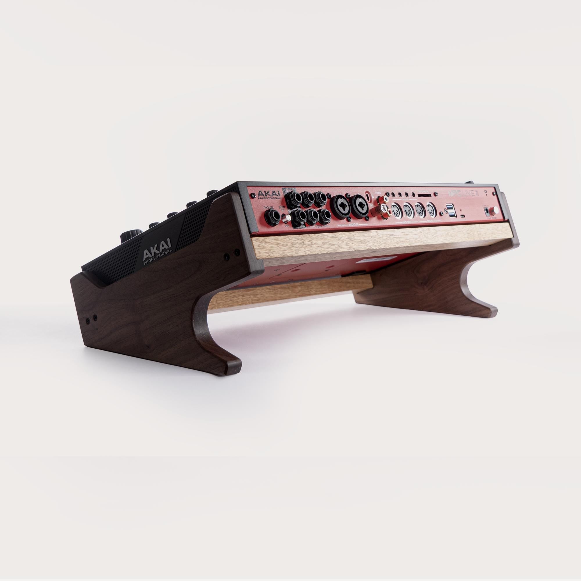 Akai MPC Live 3 stand in Solid Walnut and White Limba | Decksaver Compatible