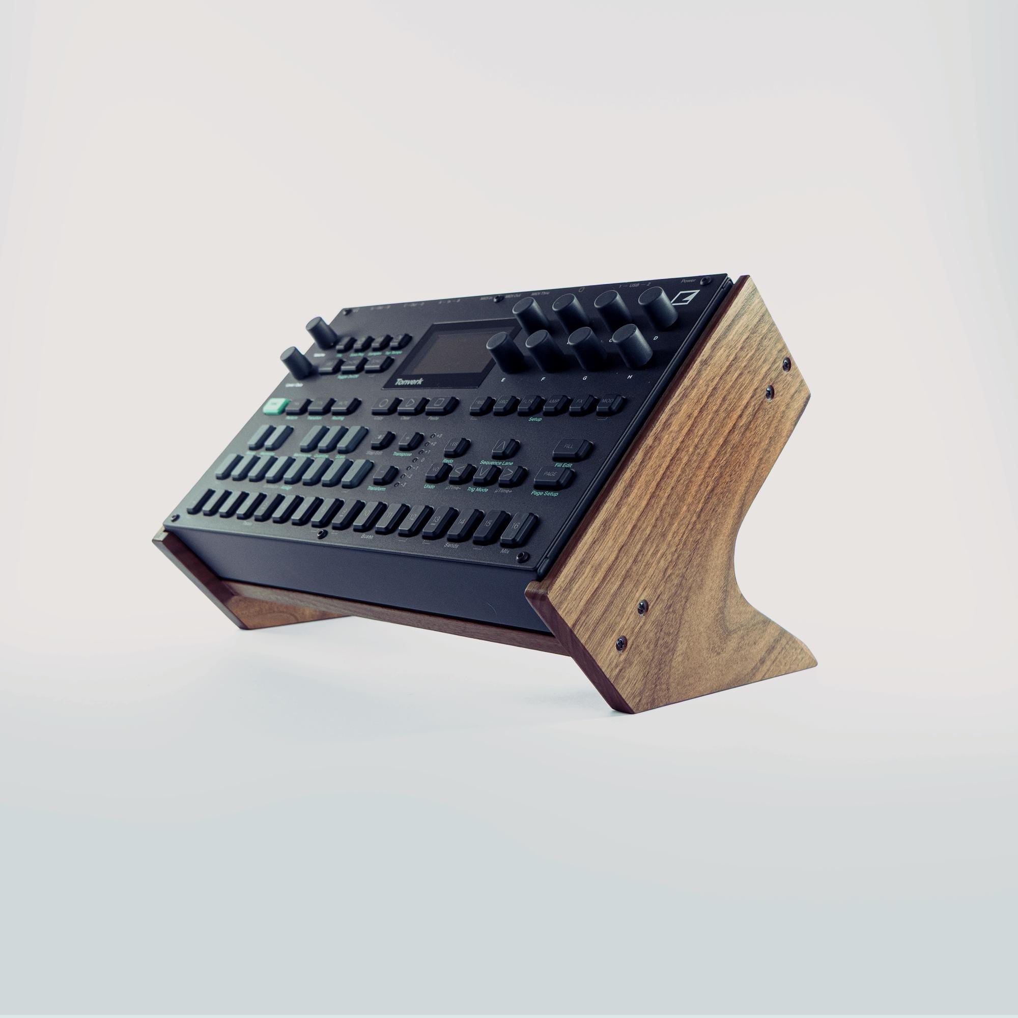 Elektron Tonverk Stand in Solid Walnut: 45-Degree Angle for Optimal Ergonomics, Visibility and Cable Management