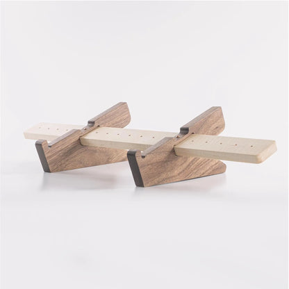 Adjustable stand in solid walnut and maple