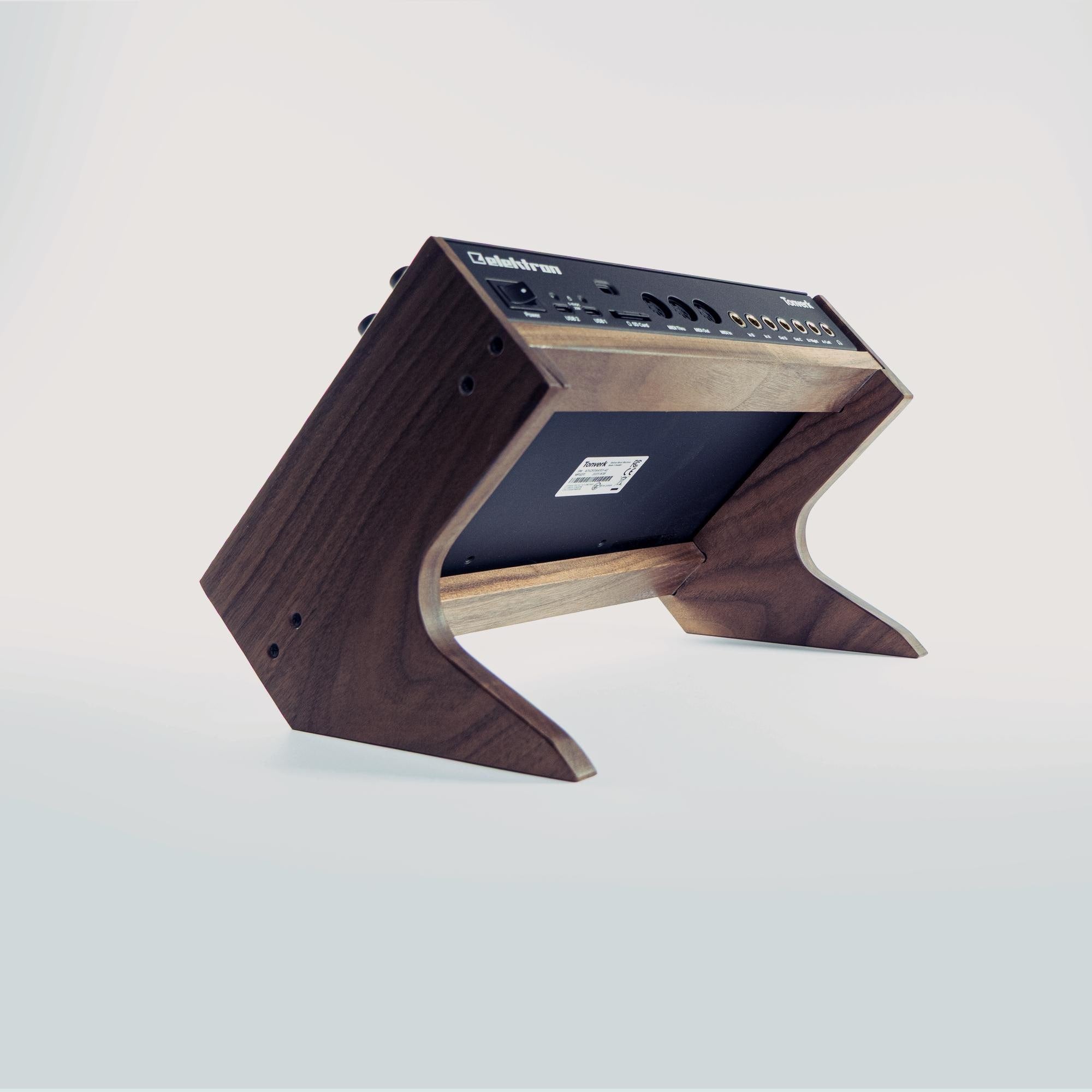Elektron Tonverk Stand in Solid Walnut: 45-Degree Angle for Optimal Ergonomics, Visibility and Cable Management