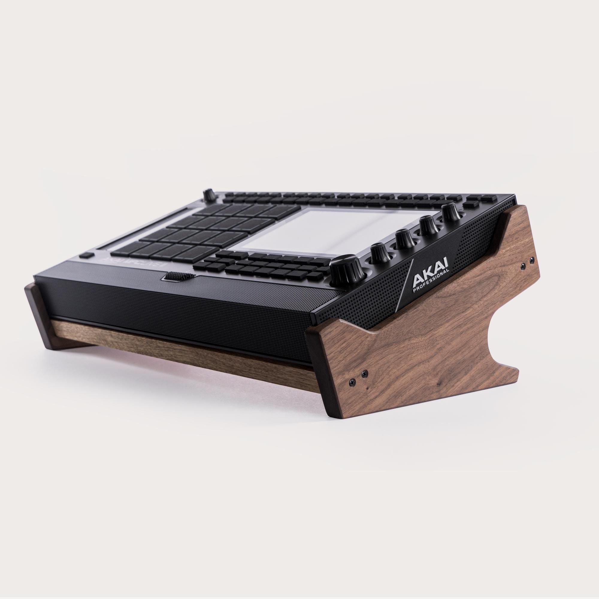 Akai MPC Live 3 stand in Solid Walnut and White Limba | Decksaver Compatible