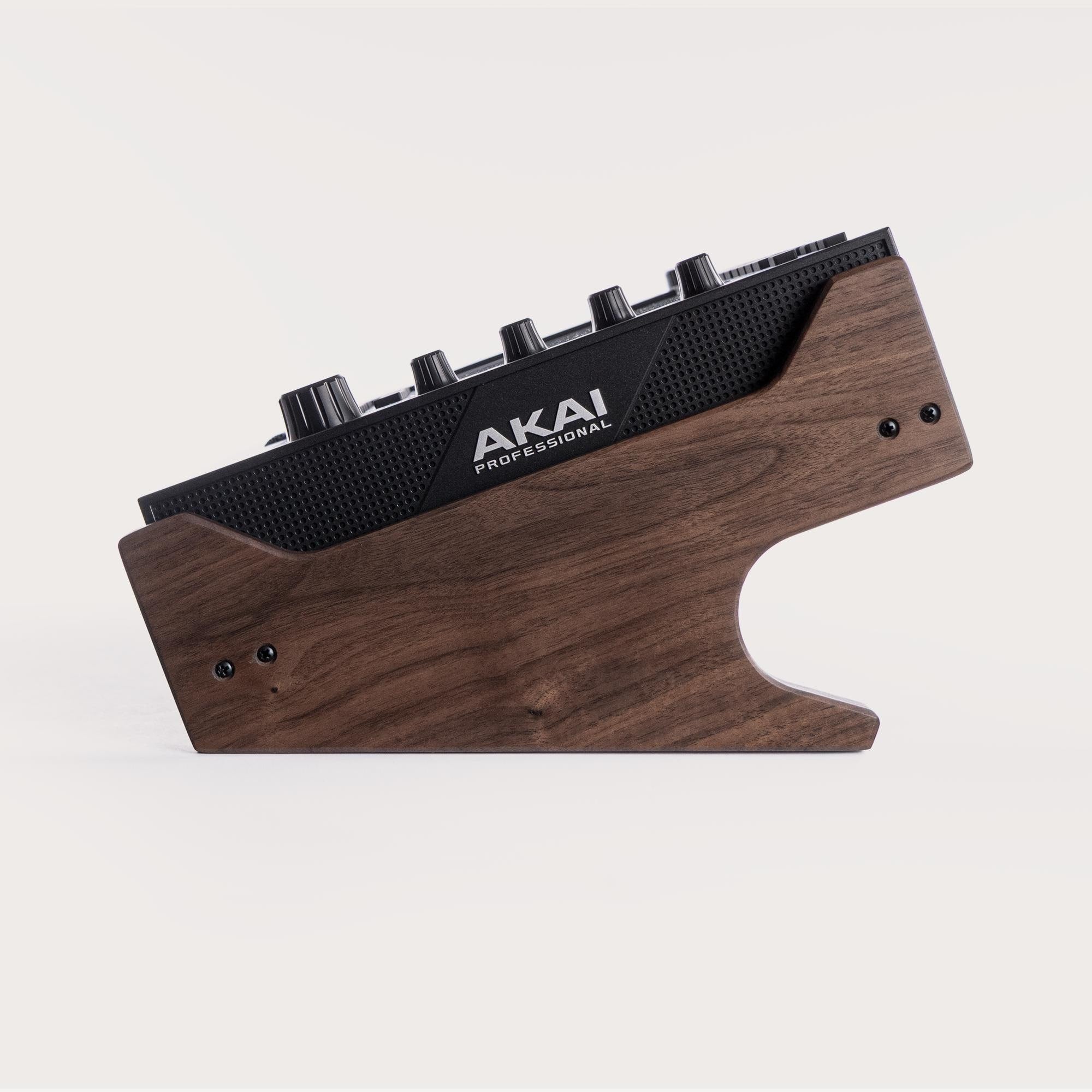 Akai MPC Live 3 stand in Solid Walnut and White Limba | Decksaver Compatible